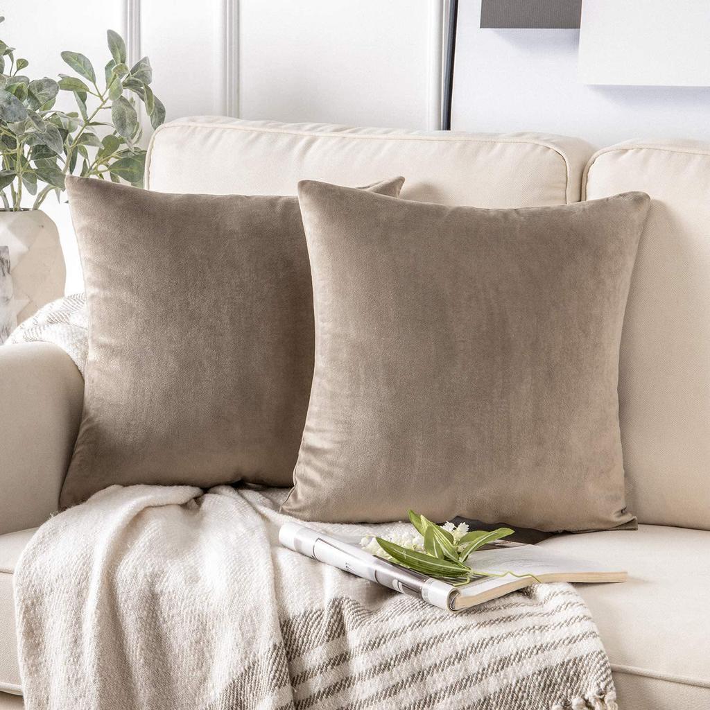 Einfarbige Samt-Kissenhülle - Einfache Stoff-Sofa-Rückenlehnenbezug (Kissenfüllung nicht im Lieferumfang enthalten)