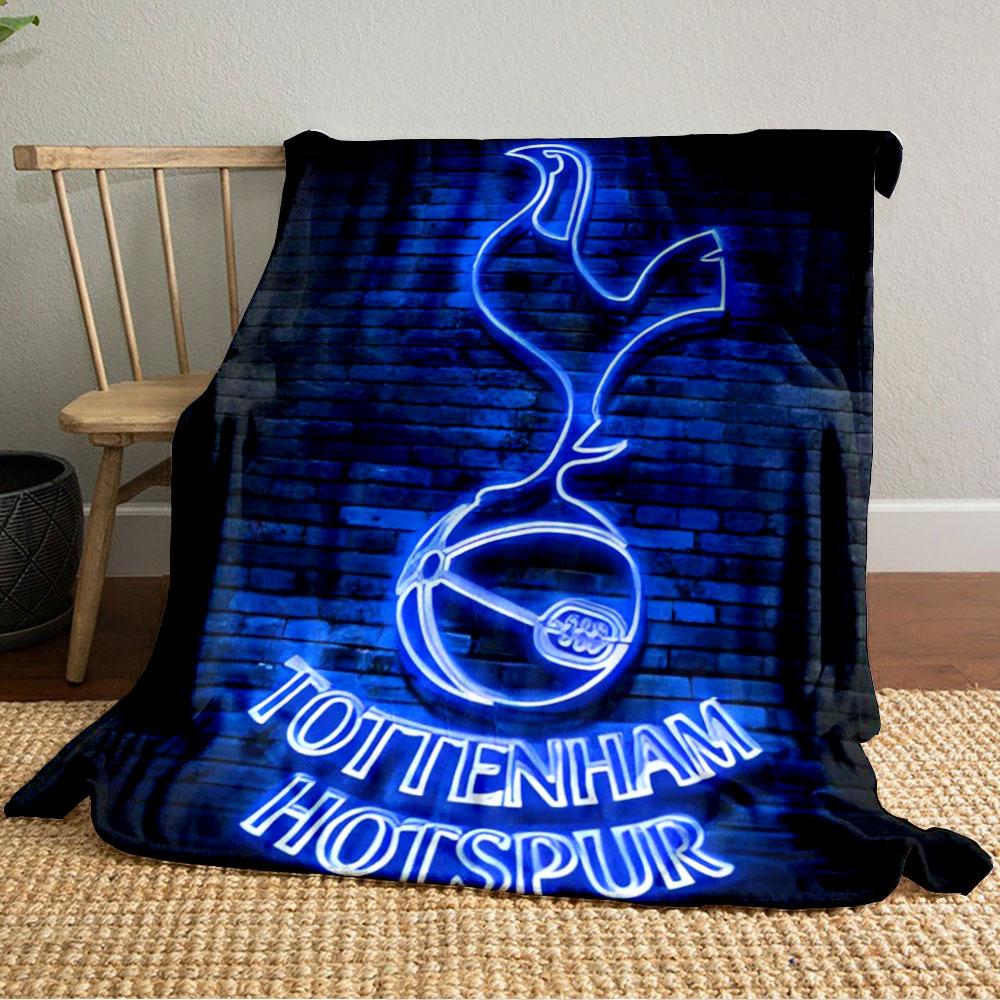A Glowing Neon Cockerel Atop a Ball with "Tottenham Hotspur" Text Below. for All Seasons Blanket Lunch Break Throw Gift