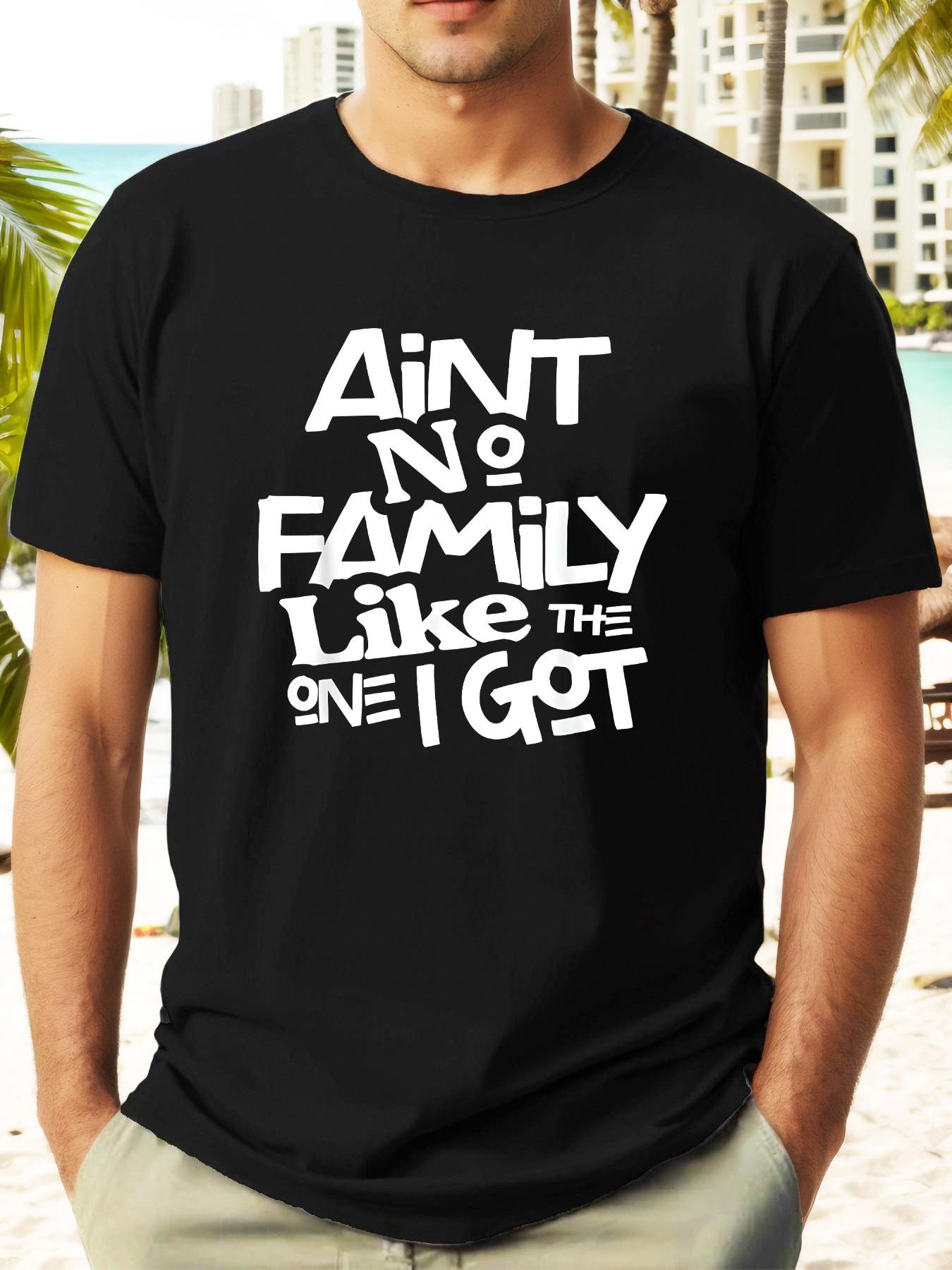 AINT NO FAMILY  Graphic T-shirt - Light Blue Casual Summer Tee with Bold Statement Print XXXXL