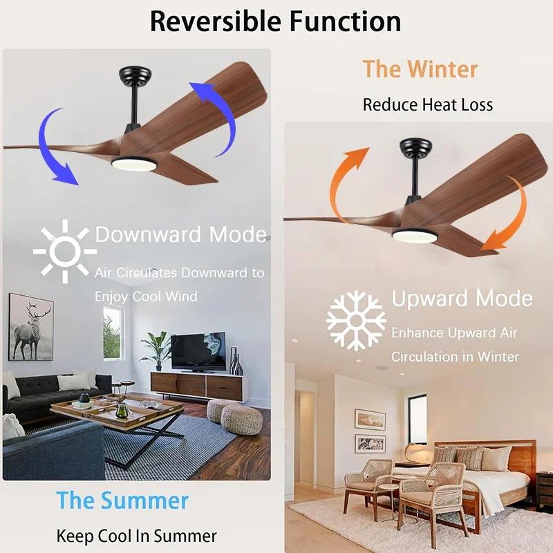 52 Inch Walnut Ceiling Fan, Remote Control with Adjustable Lights, 3 Fan Blades Reversible Indoor Lighting Pendant Light