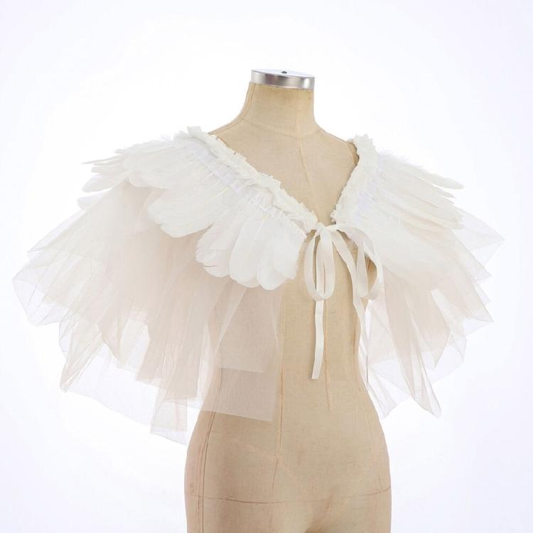 Multilayer Lace Feather Shawl Costume Props Collar Shoulder Wrap for Cosplay Party Carnival and Theme Party Dressingup