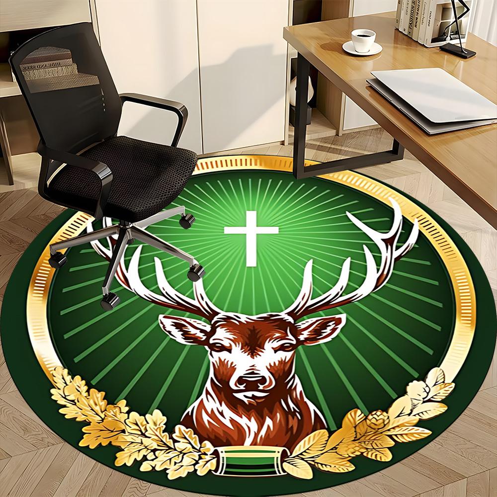 1 Pezzo Tappeto Rotondo Ufficio Jaegermeister, Antiscivolo, Morbido e Resistente Tappeto da Ufficio per Decorazione d'Interni, Perfetto per Ufficio, Bella Decorazione