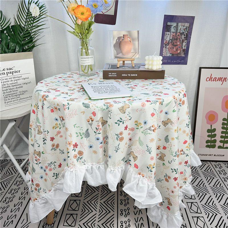 Spitze Runder Tischdecke Floraler Pastoraler Stil Picknick Party Dekorationstuch Ins Schmutzabweisend Antifouling Matte Süß