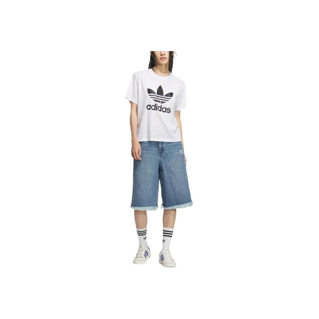 Adidas Originals SS25 Denim Jorts Fashion Versatile Loose Fit Sports Denim Shorts Women Shorts KB5432