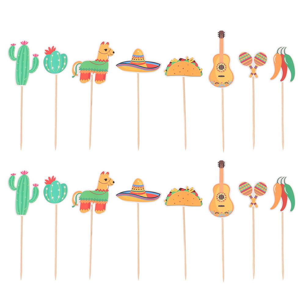 

16 Pcs Cake Topper Cartoon Ornaments Party Decor Decorations Decorating 6X2.5CM