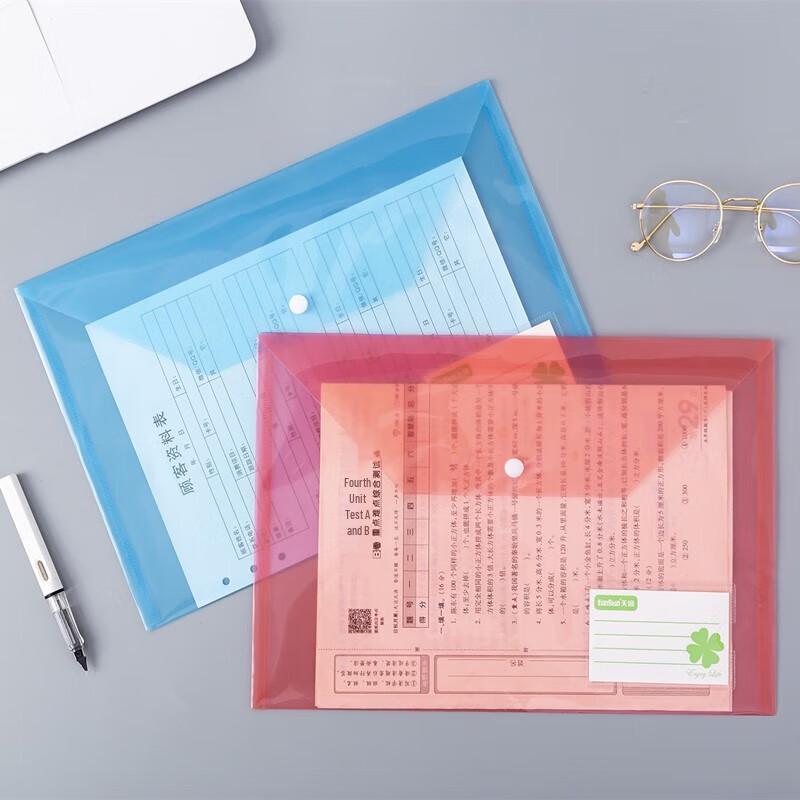 A4 Transparent Plastic Snap Document Bags
