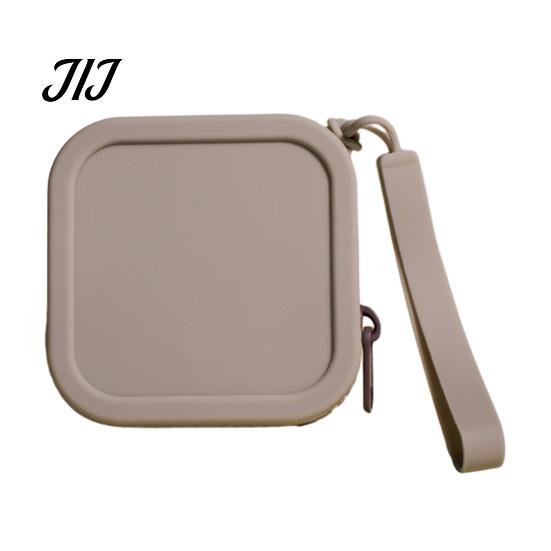 Portable Earphone Case for Travel Silicone Coin Pouch with Zipper And Wrist Strap, Square Shockproof Soft Key Organizer Storage Bag, Lightweight