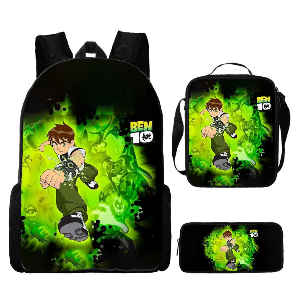 Less Hacker Backpack Ben 10 Student School Bag Anime Cartoon Backpack Lunch Bag Satchel Pencil Case