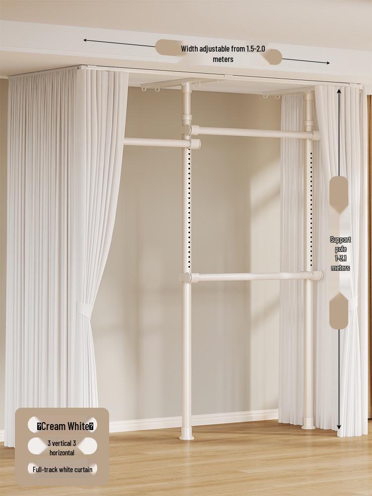 Floor-Standing Clothes Rack: Bedroom Hanger, Retractable Drying Rod, Coat & Hat Rack.