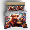Highland Cow Floral Bedding Set Bedding Duvet Cover Set Duvet Cover Pillowcases (1 * Duvet Cover 2 * Pillowcases, Without Duvet Insert)
