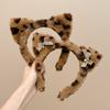 Niedliches Katzenohren Haarband Damen Mädchen Cosplay Leopard Haarreif Winter Weiches Wollstirnband Party Haarbänder Gesichtswäsche Make-up Kopfbedeckung