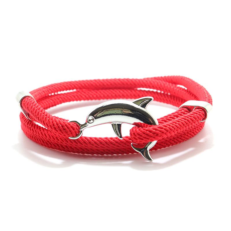 New Dolphin Bracelet Men 4mm Nylon Cord Chain Braclet Homme Bohemia Woven Adjustable Braslet Beach Leisure Accessories Pulseira