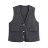 Zbzr Autumn New Women Clothes Western Style Fashion V-neck Knitted Wool Loose Cardigan Vest Vest Waistcoat