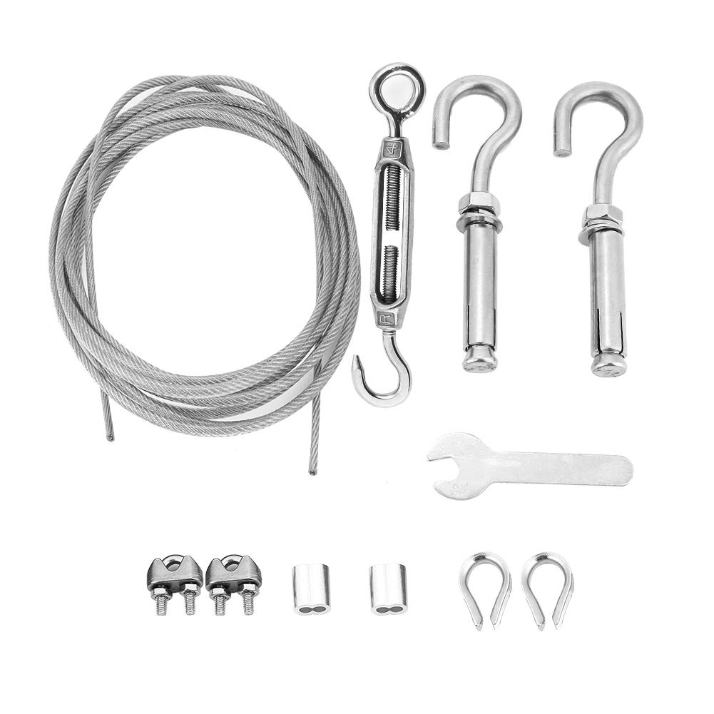 Outdoor Clothesline Stainless Steel Clothesline Wire Heavy Duty with Turnbuckle and Hooks (8m)