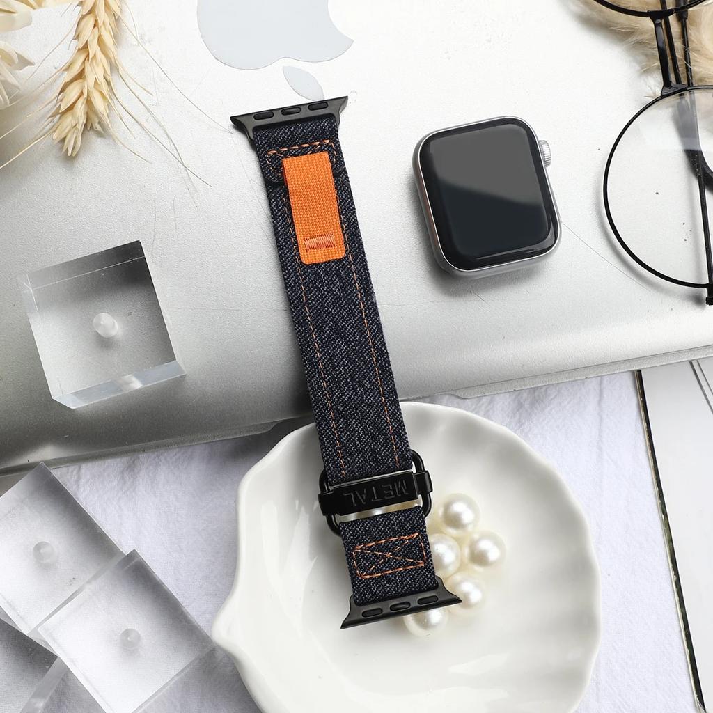 Canvas Sport Strap For Apple Watch Ultra 49mm Loop Nylon Band For iWatch Series 8 7 6 SE 45mm 44mm 42mm 41mm 40mm 38mm Bracelet