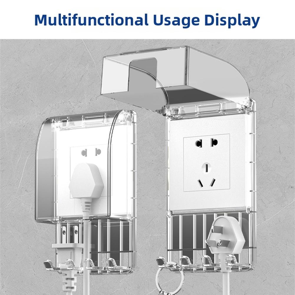 Outlet Cover Black,Transparent,White Socket Cover Waterproof Protection Hook For Cord Storage Peel-and-stick Installation
