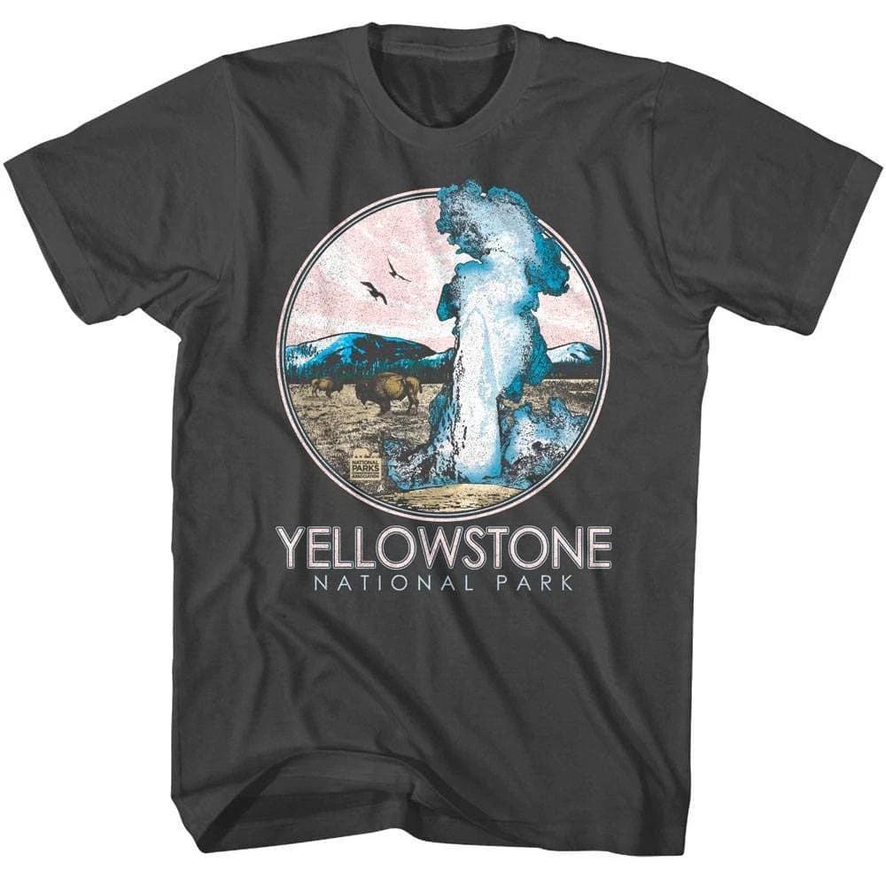 Yellowstone Bison at Geyser Men s T Shirt M
