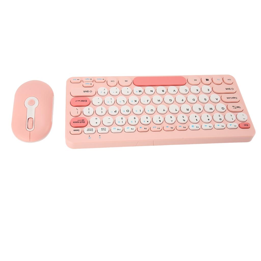 Kabelloses Tastatur-Maus-Set Stilvoll Schlank Runde Tastenkappen Leise Ergonomisch 2.4G Tastatur-Maus-Kombination für
