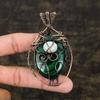 Natural Malachite, Moonstone Gemstone Copper Wire Wrap Pendant 3.07" Z1c49