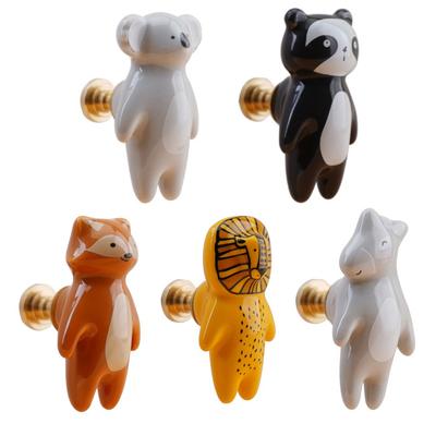 Cute Cartoon Furniture Handles Animal Drawer Knob Ceramic Drawer Knobs Handles for Cabinets and Drawer Lion Panda Fox Handle