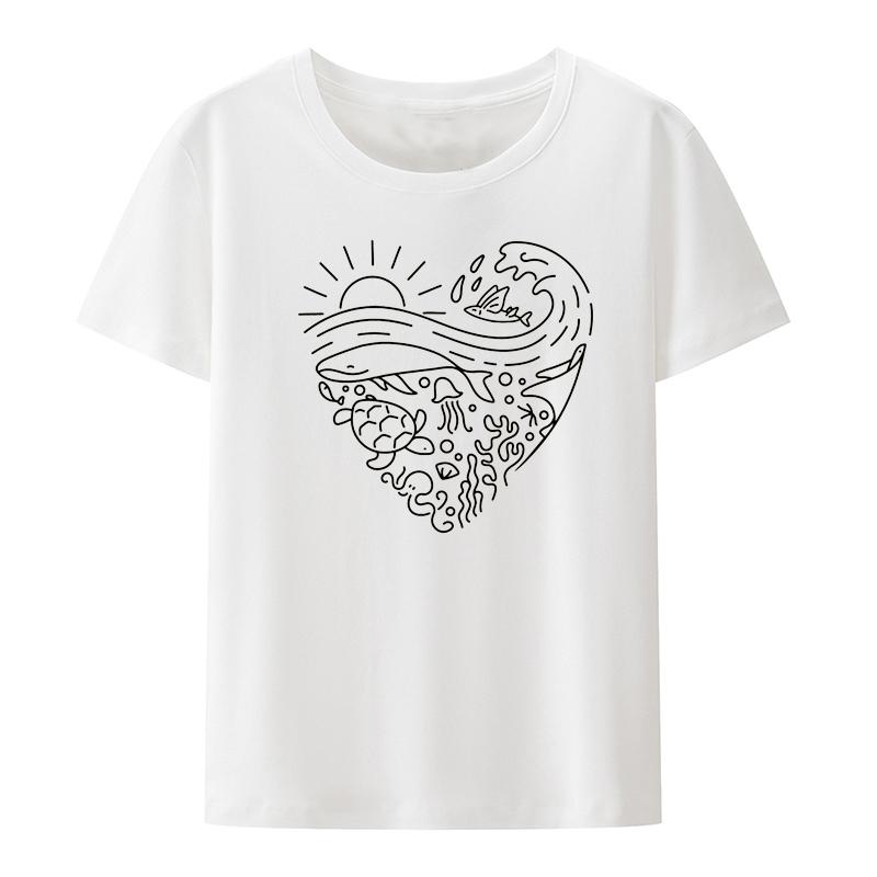 

Love The Sea Graphic Print Tee Funny Tshirts Printed Tshirt Top Shortsleev Clothes Men Clothing Koszulki Camisa Loose Humor S