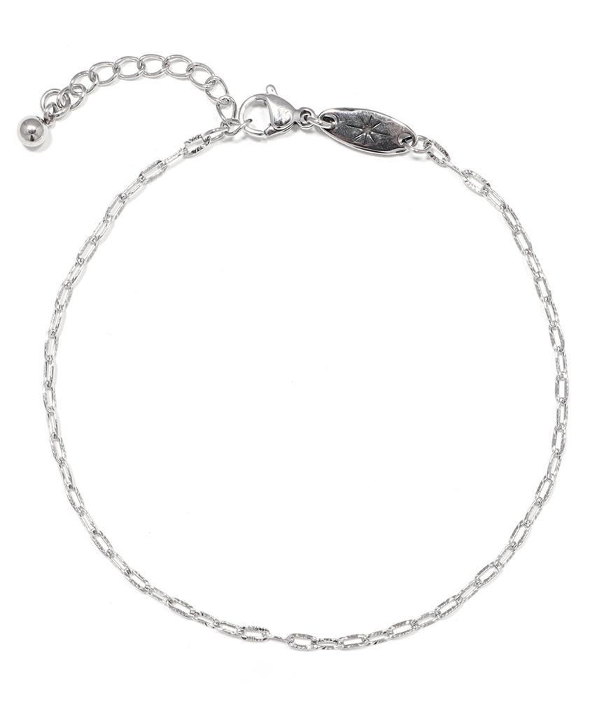Polalita Star Tag Cutting Chain Silver Anklet (Plt-Ak-015_Sv)