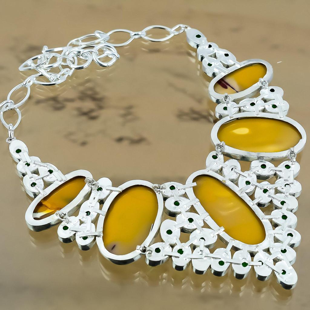 Jahrestagsgeschenk für sie Natürliche Mookaite Kette Verstellbares Halsketten 925 Silber