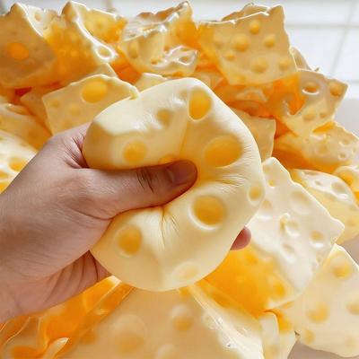 Shapeable Jumbo Cheese Cube Stress Ball Squishy Texture Anti-Stress Cheese Squeeze Fidget Toy Non-Bounce Asmr Sensory Stress Toy