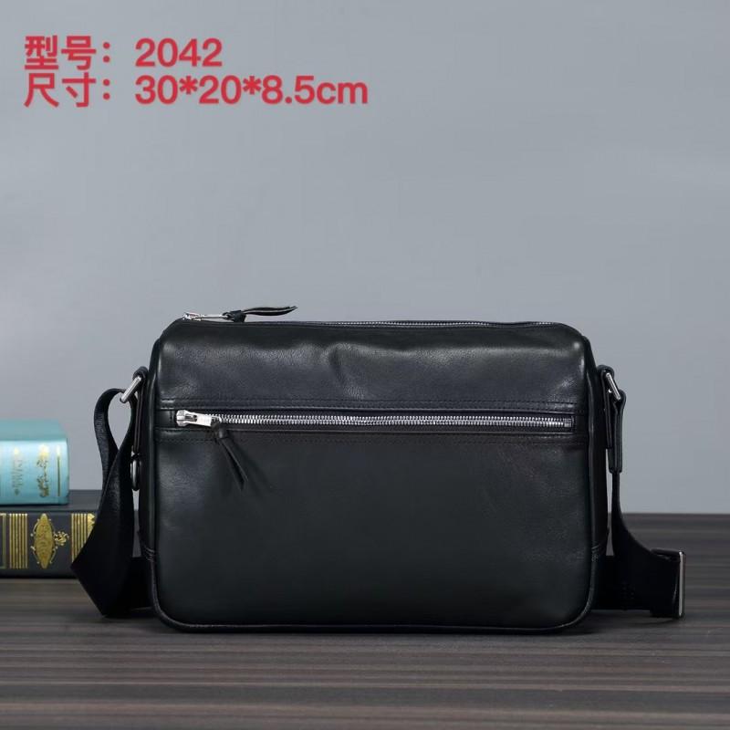 Head Layer Cowhide Casual Travel Crossbody Shoulder Bag Large Capacity Classic Versatile Hand-held Men чёрный