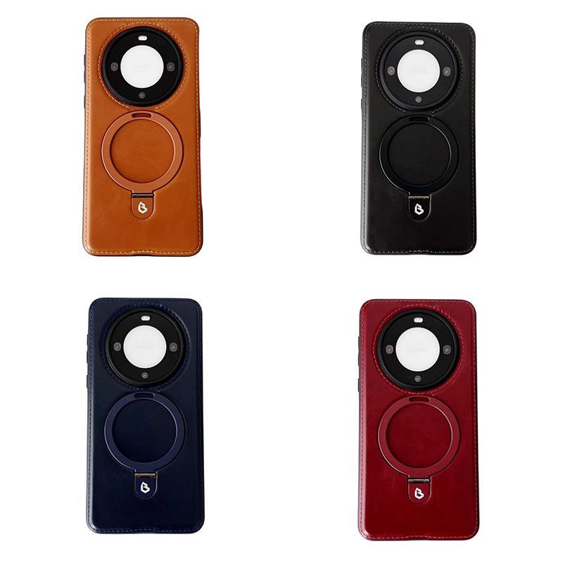 Suitable for Huawei Mate60pro Mobile Phone Case Magnetic Suction Bracket M60 Full-inclusive Anti-fall High-end Business Men's Leather Case