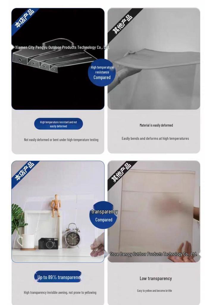 PC Invisible Rain Canopy Polycarbonate Sun Shade for Balcony Window or Electrical Box