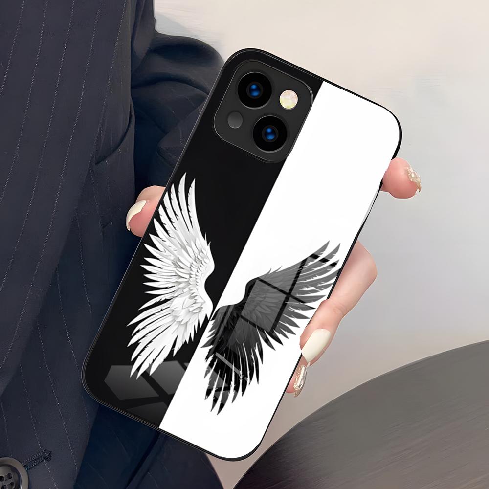 

Black Angel Death Demon Phone Case For IPhone 17 Pro Max 15 Pro 16 14 Plus 12 13 Mini 11 Pro Shockproof Glass Cover iPhone12 Pro