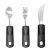 Stainless Steel Adaptive Foldable Utensil Set with Anti-Shake Rubber-Plastic Handle for Elderly Rehabilitation (Knife, Fork, Spoon)