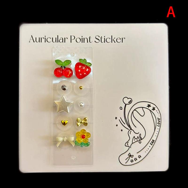 10 Patches Massage Seeds Ear Pressure Stick Ear Point Stickers Cherry & Strawberry Acupuncture Auricular Ear Stickers