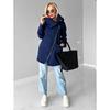 Lapel Sport Fleece Hoodie Casual Long-sleeved Zipper Jacket Women's Plate-size Solid Color Jacket