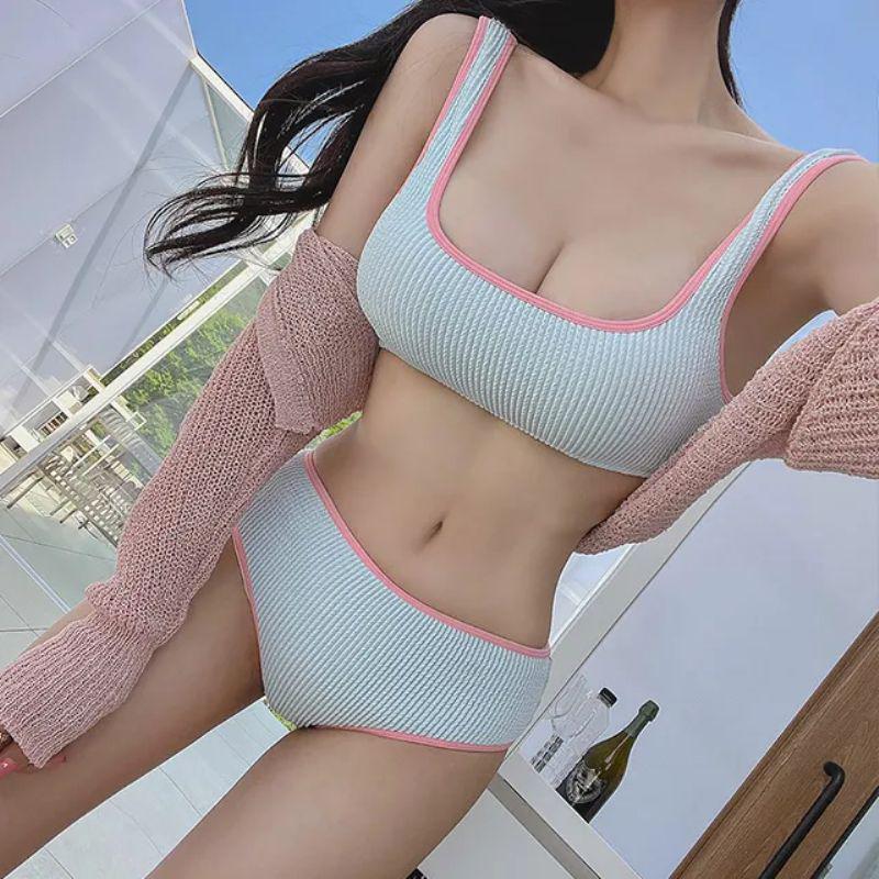 

2024 Женский сексуальный купальник с высокой талией, стройнящий, для пляжа и горячих источников M синий