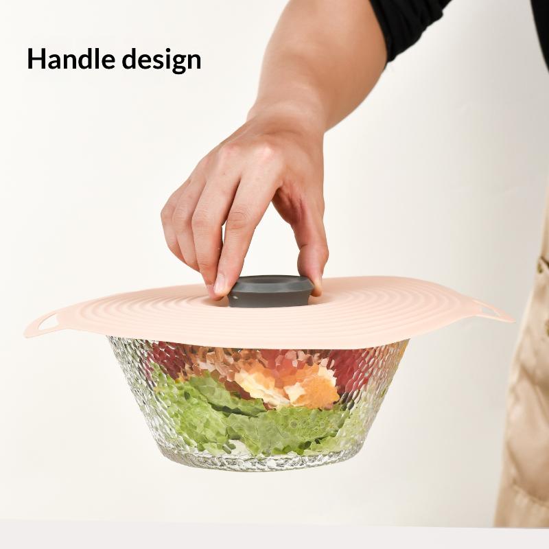 Food Safe Reusable Silicone Suction Lid Heat Resistant Sealed Cover Fit Pot Pan Bowl Cup for Kitchen
