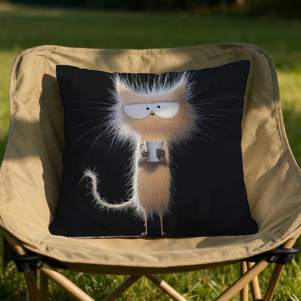 Modern cat Cushion Cover Soft Reversible  Durable Pillow Cover  MultiScene Use for Home  Car Daily Comfort