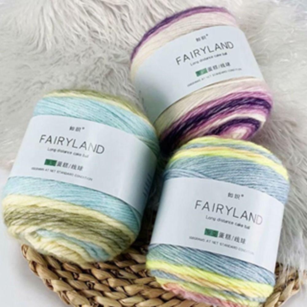 Handgewebt Regenbogen Wolle Garn Farbverlauf Mehrfarbig Garnfärbung Häkeln Kuchen Garn Sofa