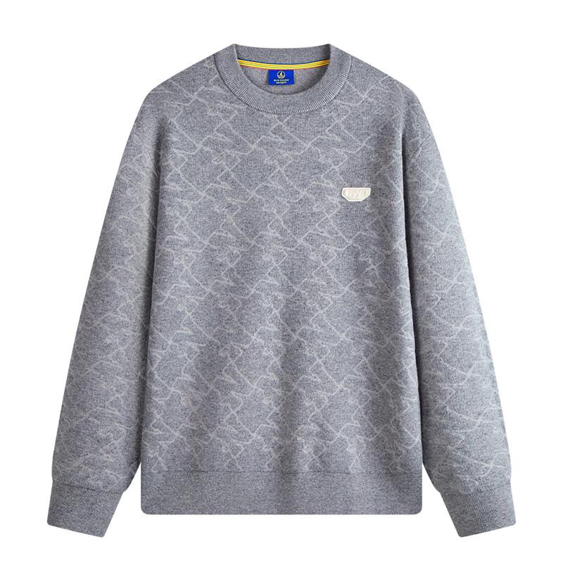 NVG·YOUNG Men's Letter Knit Round Neck Wool Blend Sweater