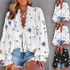 Spring Autumn Women's Dress Ladies Tops V-neck Lace Stitching Printing Shirt for Women