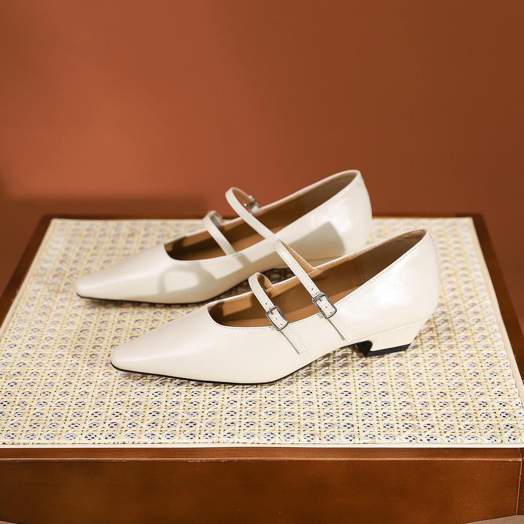 807-2 temperament pointed middle heel single shoes new women's versatile light mouth single shoes silver thick heel single shoes women's shoes