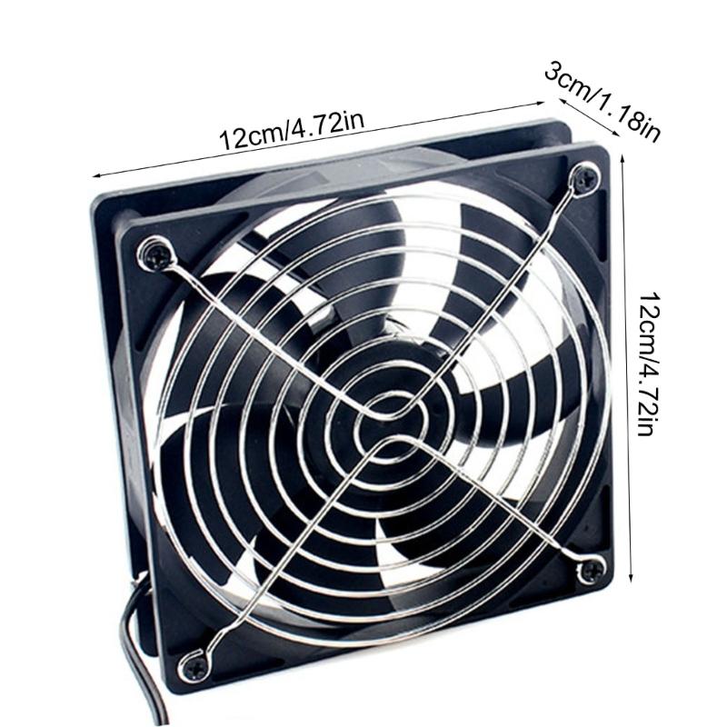 120mm Computer Fan with AC Plug Big Airflow Fans with 100V 240V Speed Controller for Server Cooling Cabinet Ventilation