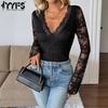 Women's Fashion Casual Spring Autumn Solid Color Print Long Sleeve V-Neck Blouses & Shirts