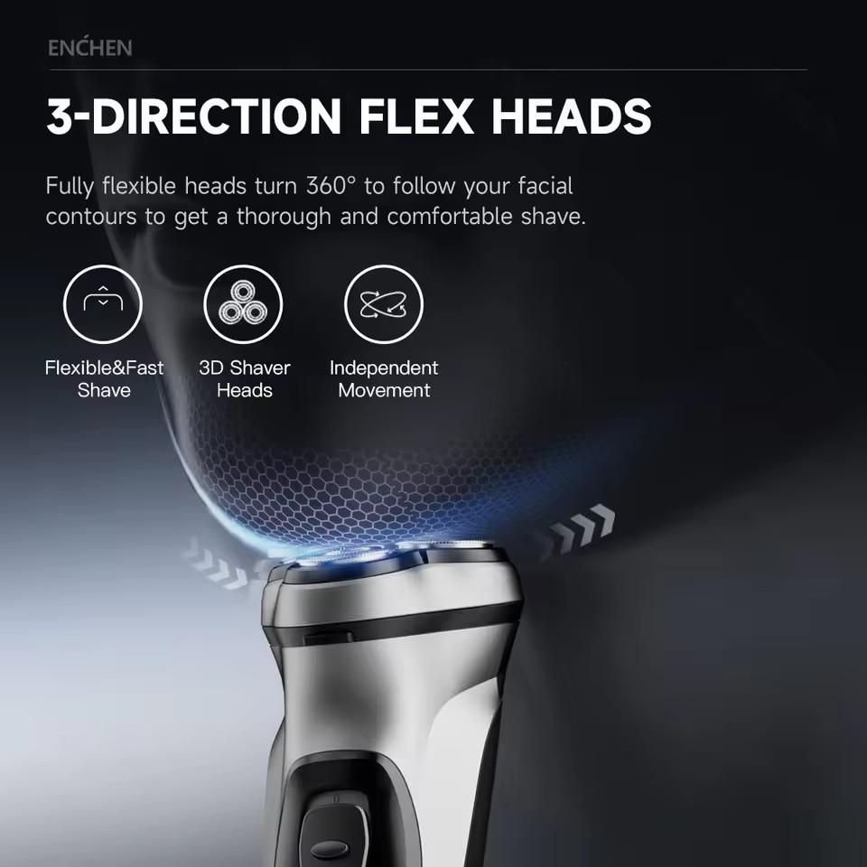 Xiaomi ENCHEN Blackstone Electrical Rotary Shaver 3D Floating Blade Washable Type-C USB Rechargeable Shaving Beard Machine