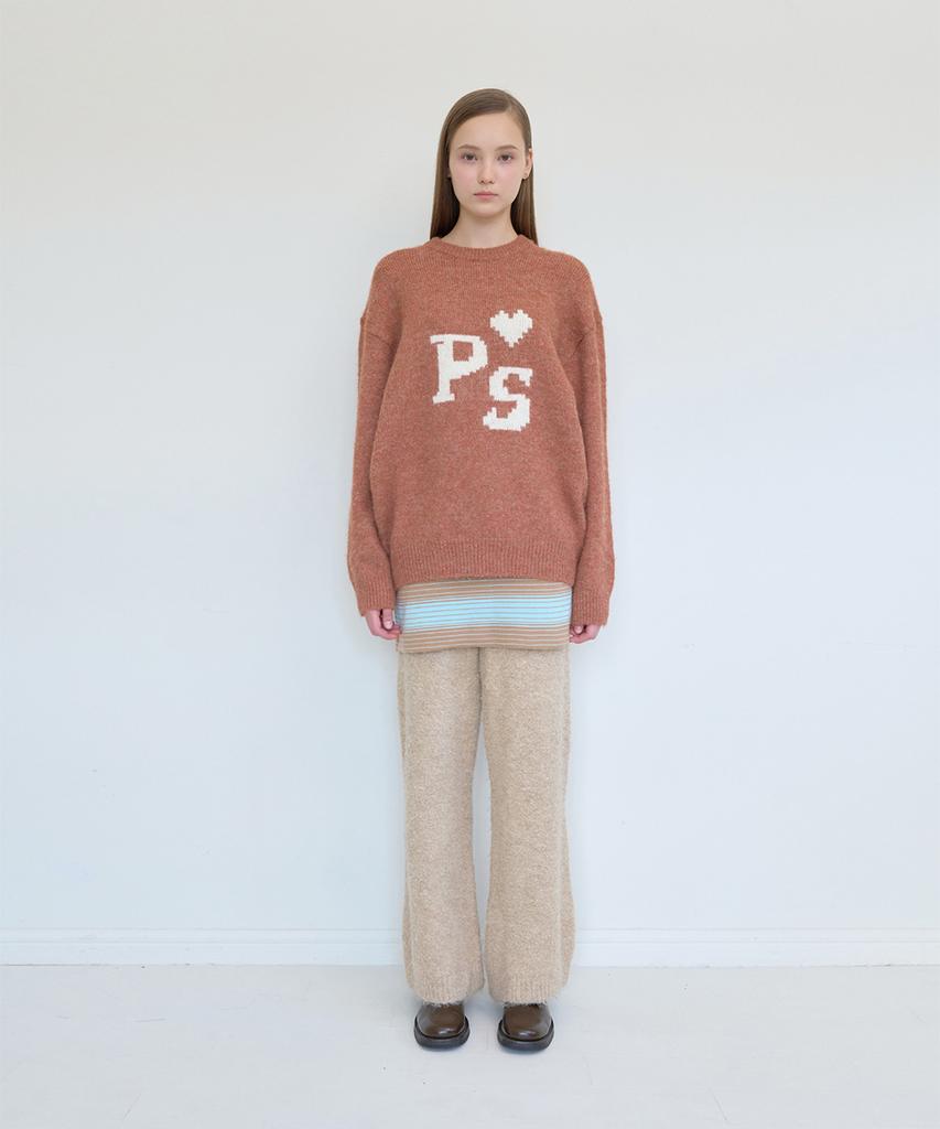 PISCESS Hairy Jacquard Sweater_Orange