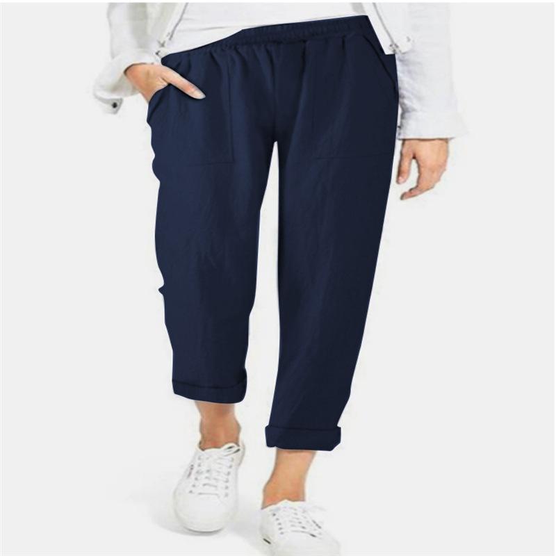 Damen-Freizeithose in Übergröße, Kordelzug, weich, kurz, elastische Taille, Taschen, einfarbig, gerade, abgeschnittene Hose