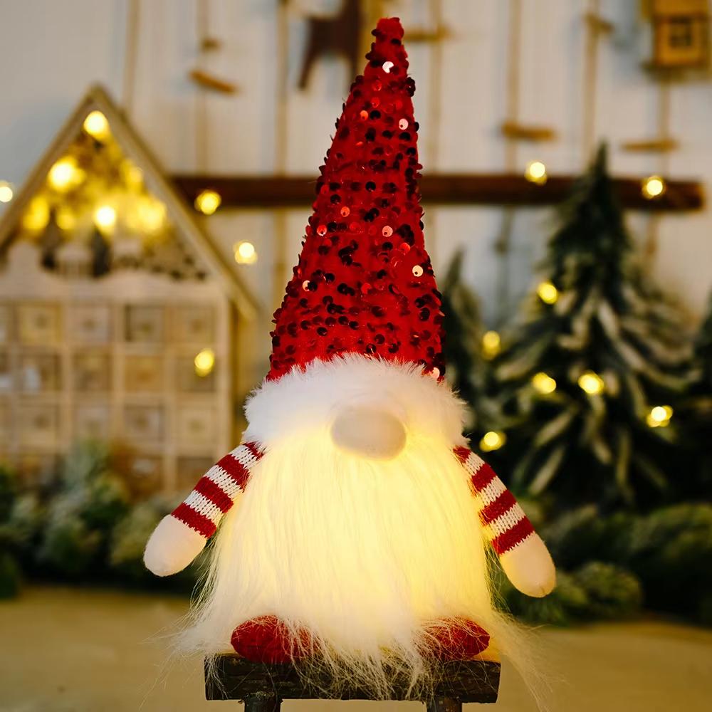 Christmas Decorations 30CM Glowing Gnome Knitted Doll with Led Night Light for Home Xmas Decor Cute Holiday Ornament,Gifts