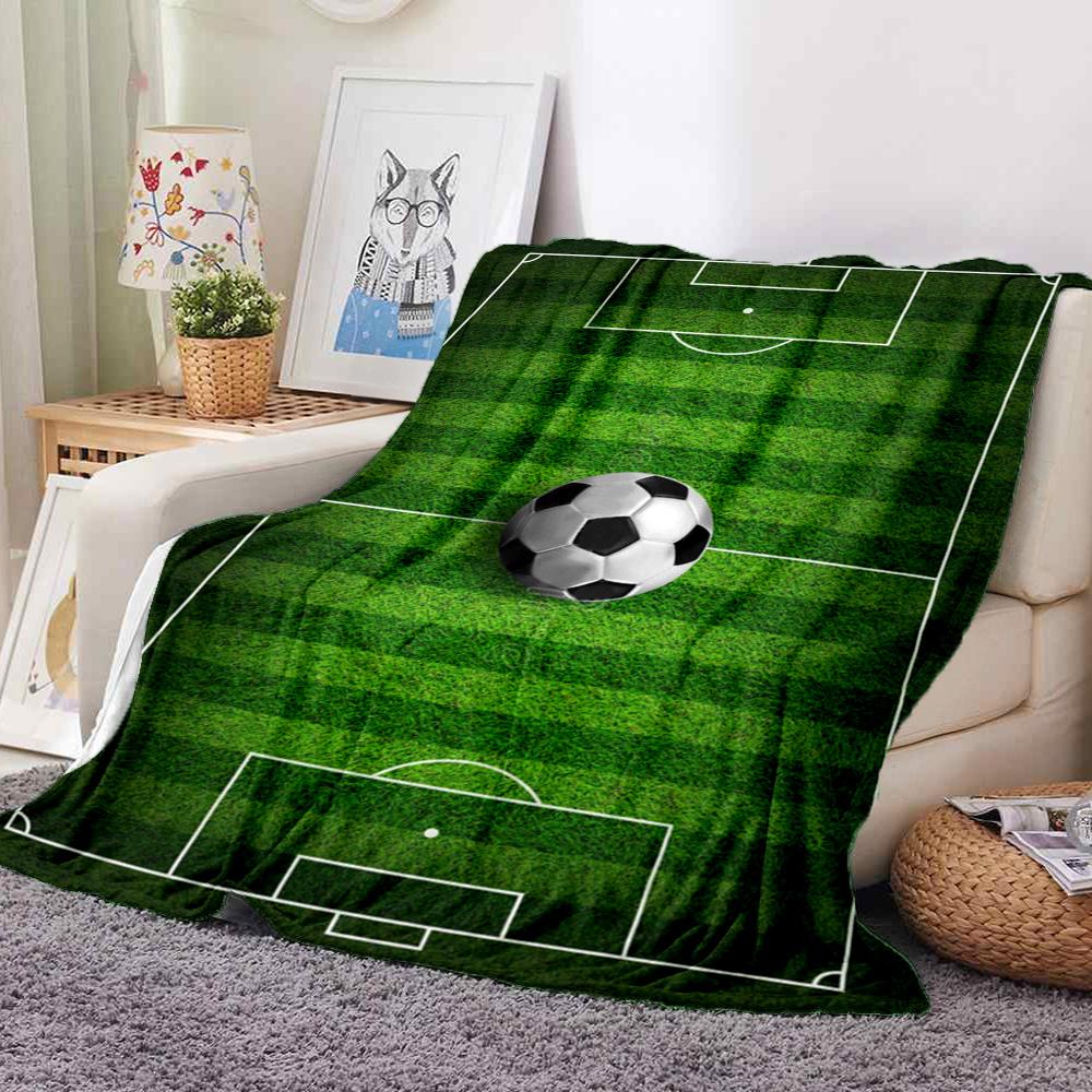Soccer Field Flannel Blanket Throw Blanket Soft Warm Sofa Bed Camping home Decor Unique Christmas Gift C92649