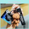 Adorable Superhero Bear Keychain Pvc Material Cute Cartoon Couples Gift Accessory